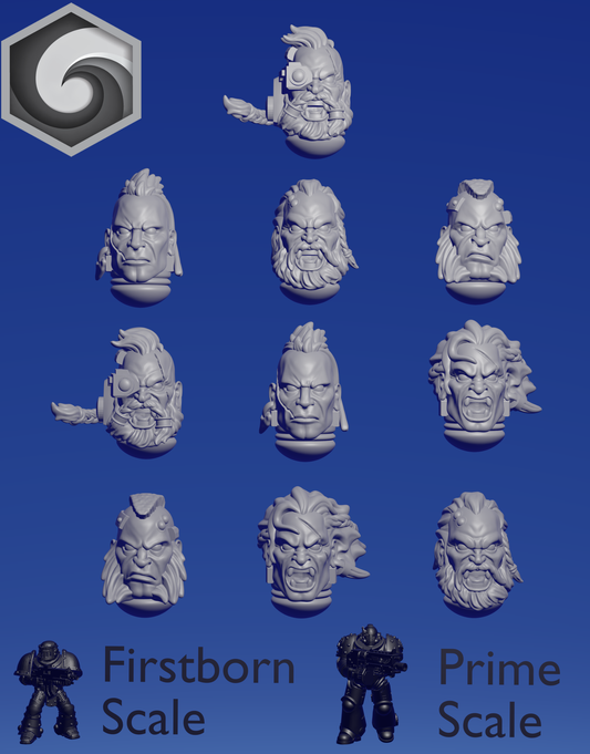 Primal Hound Head Set A x 10 ~  Greytide Studio image 0