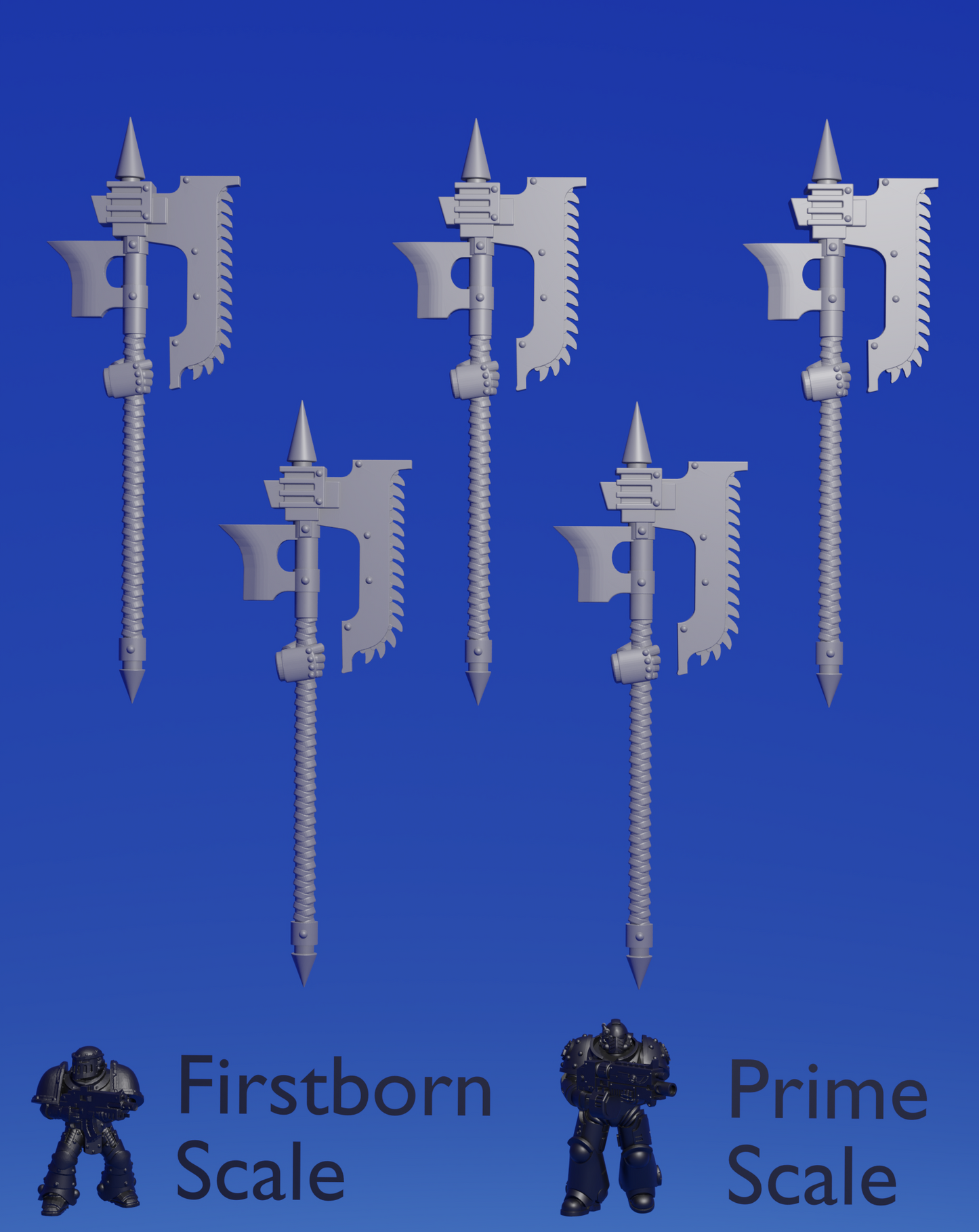 Right excoriator chainaxe x 5 ~ Helforged Minis image 0
