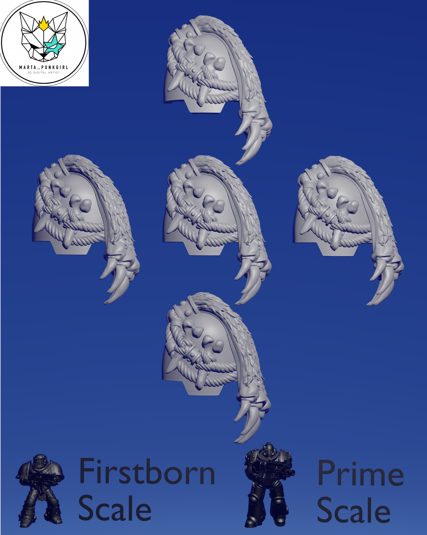 Wolf Knight Terminator Small Fur Shoulderpads x 5 ~ Marta Punkgirl