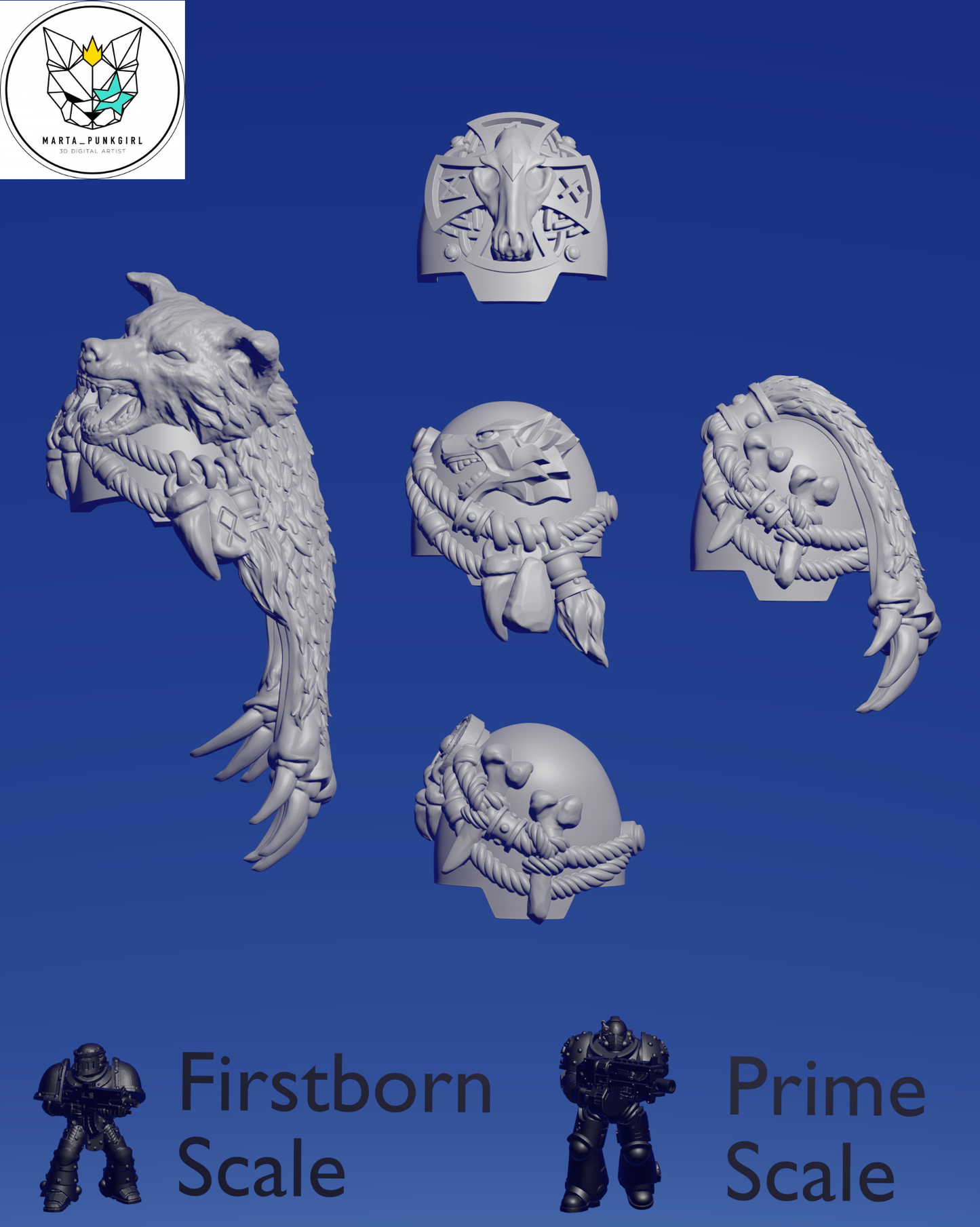 Wolf Knight Terminator Mixed Shoulderpads x 5 ~ Marta Punkgirl