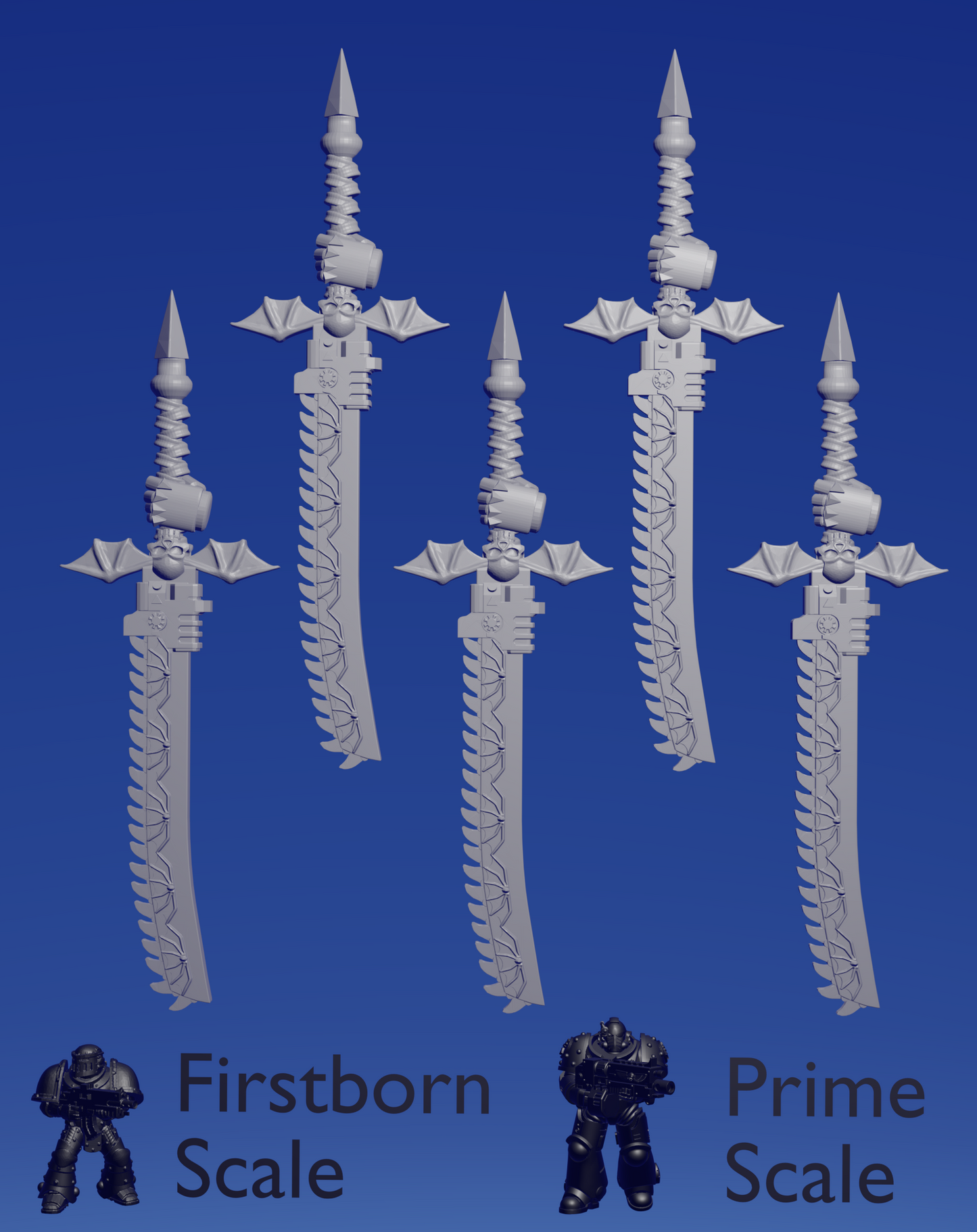 Terror Warhost Great Chainsword :left hand inverted: x 5 ~ Helforged Minis image 0