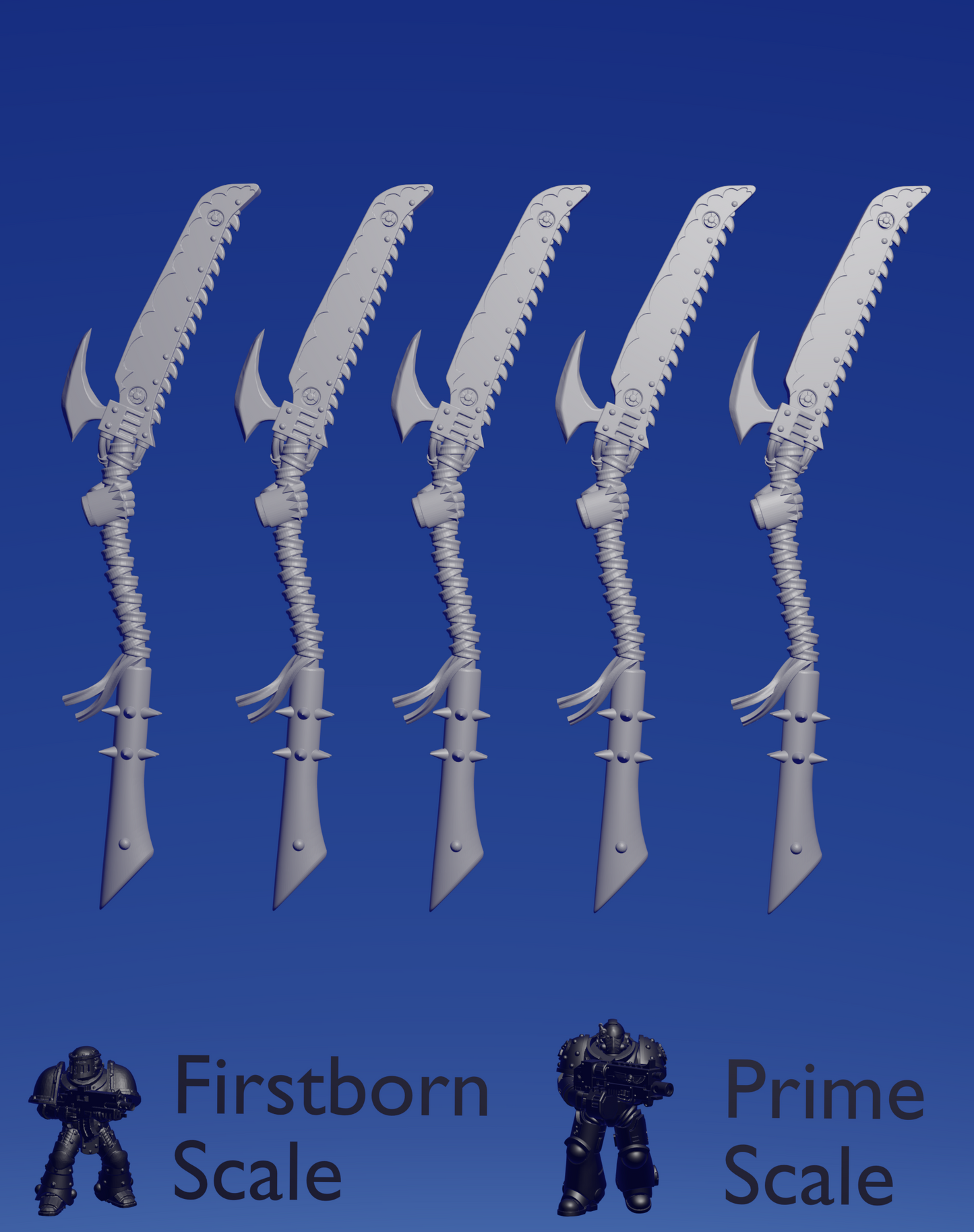 Terror Warhost Chainglaive :right hand: x 5 ~ Helforged Minis image 0