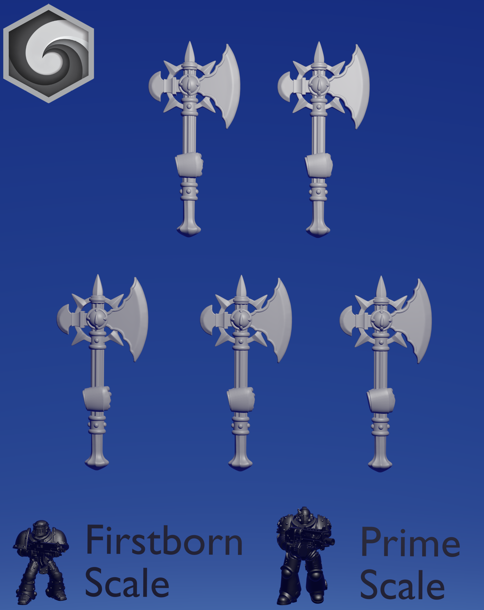 Crimson Lords Power Axe C x 5 ~  Greytide Studio image 1