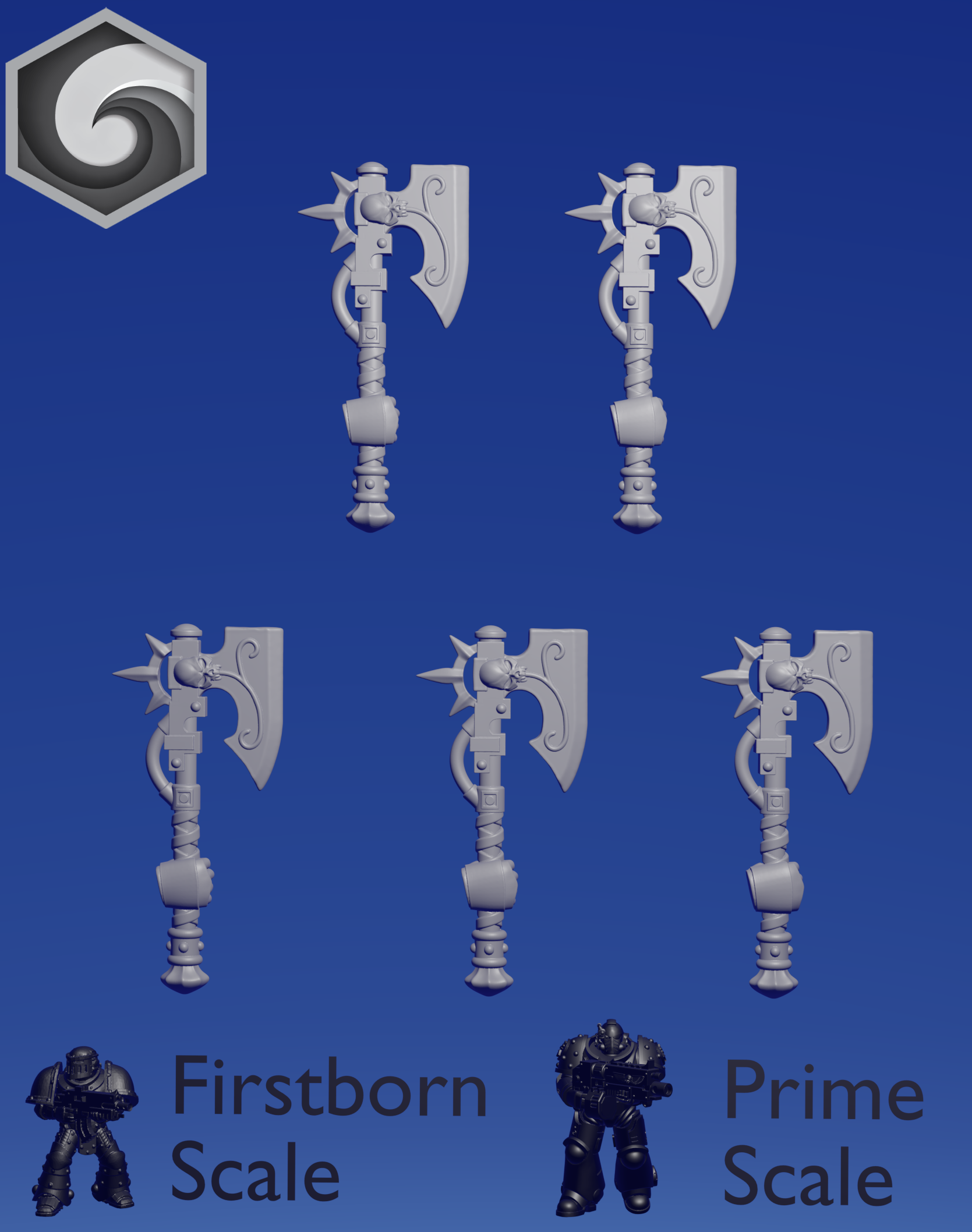 Crimson Lords Power Axe B x 5 ~  Greytide Studio image 1