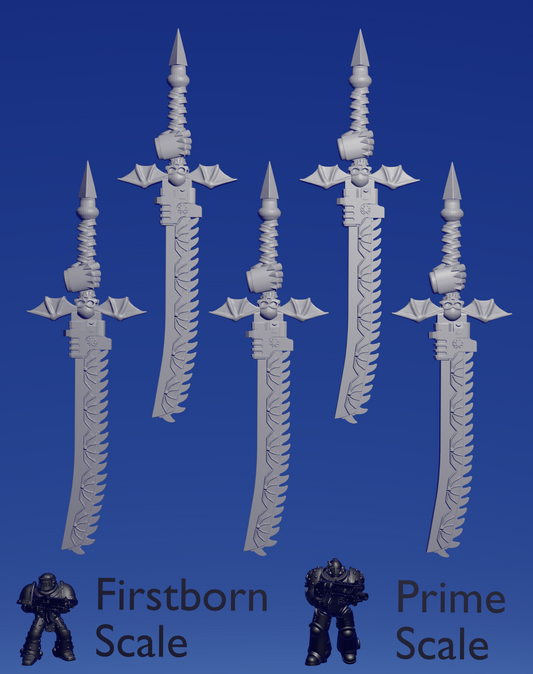 Terror Warhost Great Chainsword :right hand inverted: x 5 ~  Helforged Minis image 0