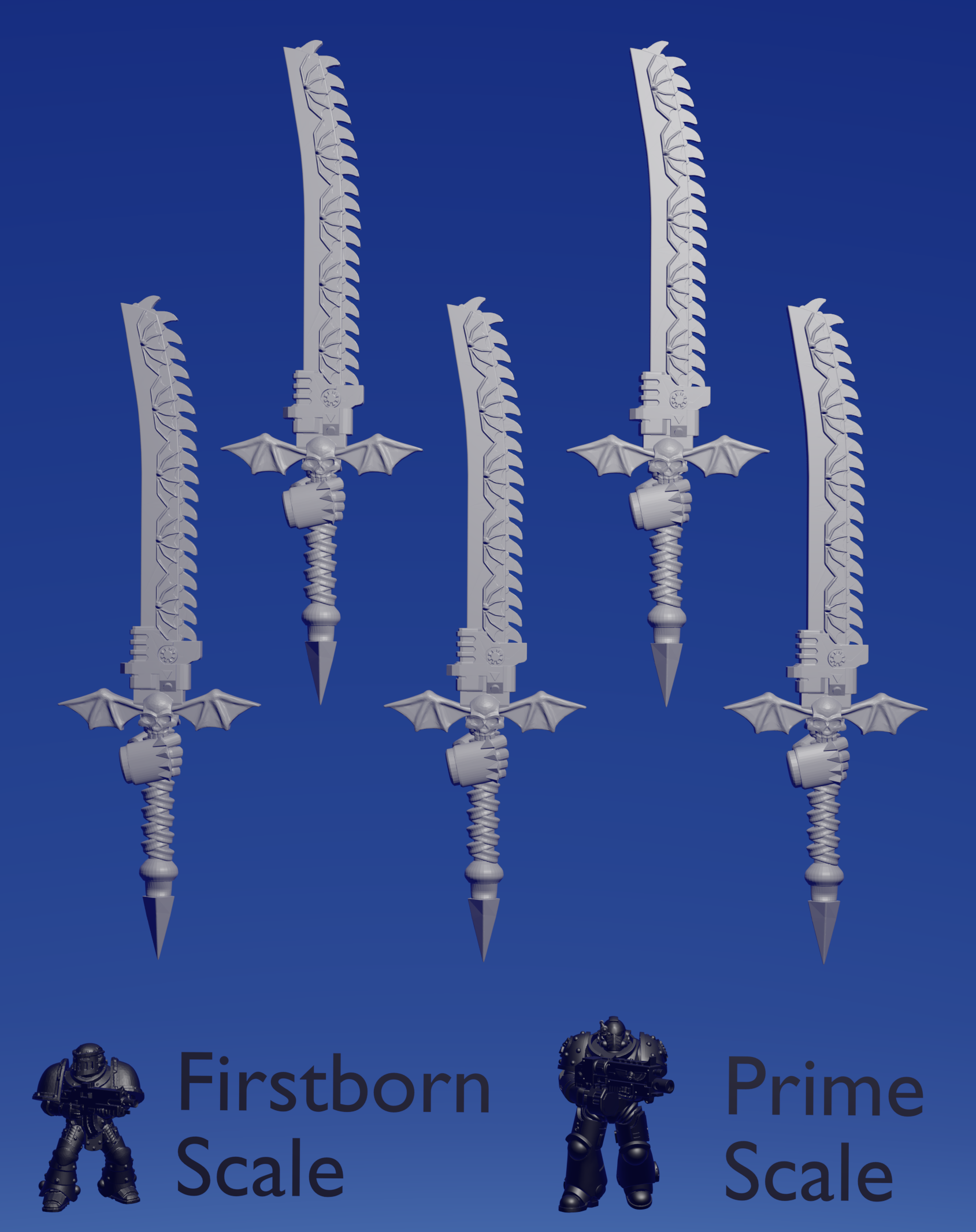 Terror Warhost Great Chainsword :right hand: x 5 ~  Helforged Minis image 0