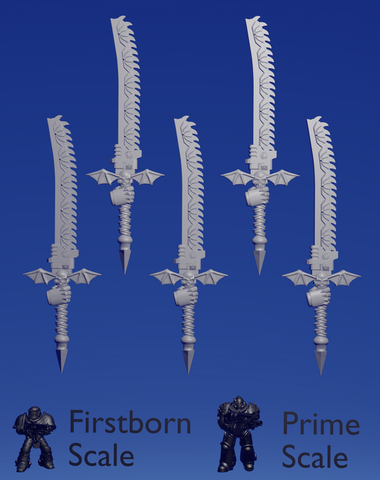Terror Warhost Great Chainsword :right hand: x 5 ~  Helforged Minis image 0