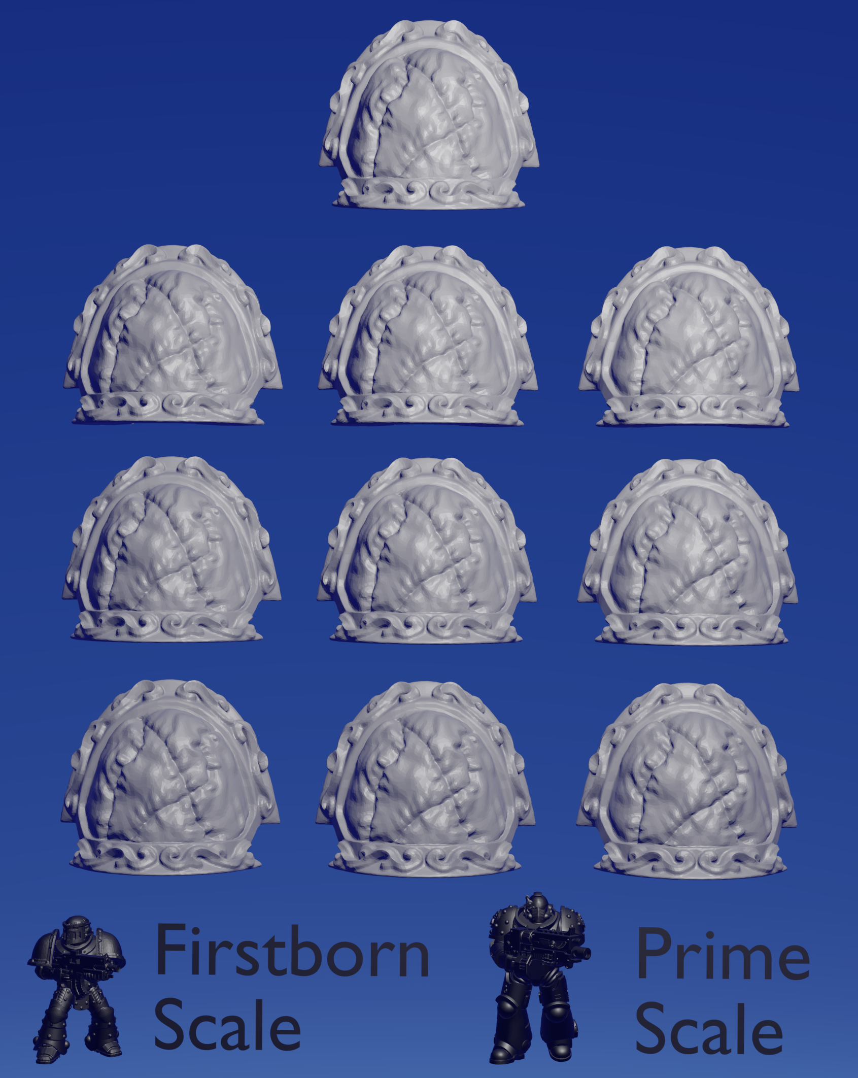 Depraved Warhost Skinned Shoulderpad x 10 ~  Helforged Minis image 0