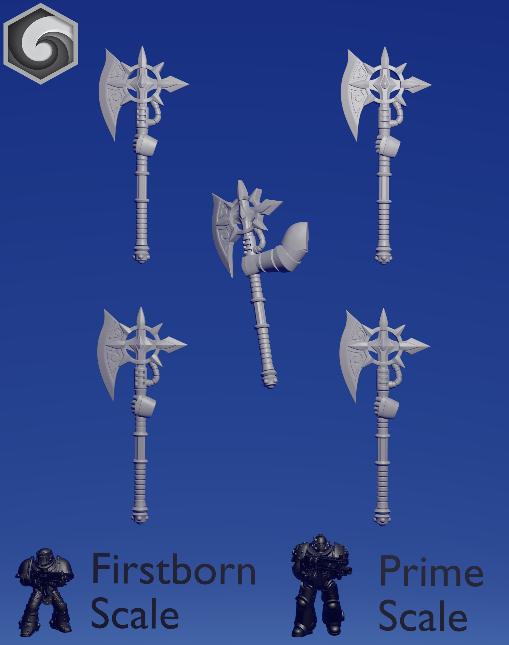 Crimson Lords Large Power Axe  x 5 ~  Greytide Studio image 2
