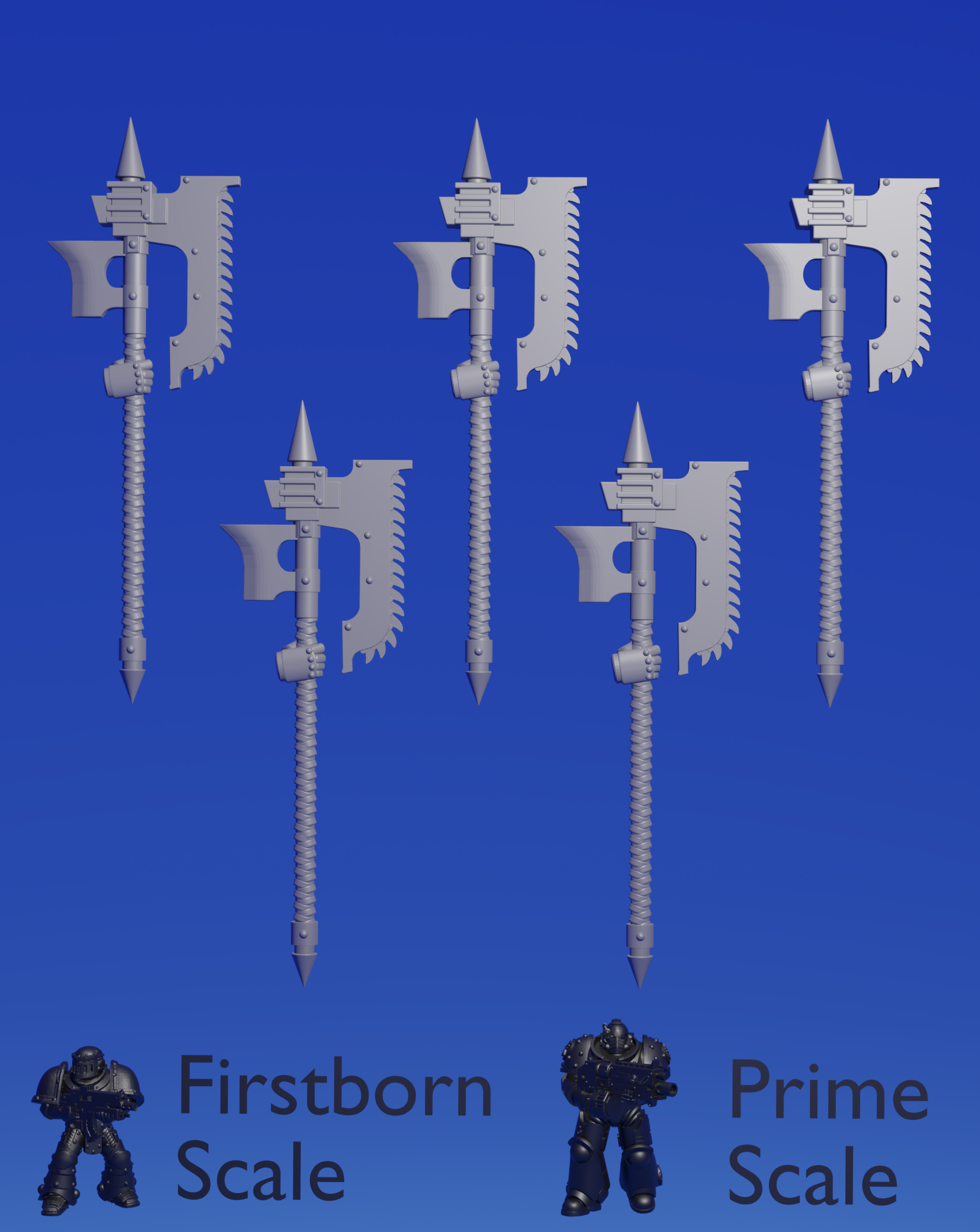 Right excoriator chainaxe x 5 ~  Helforged Minis image 0