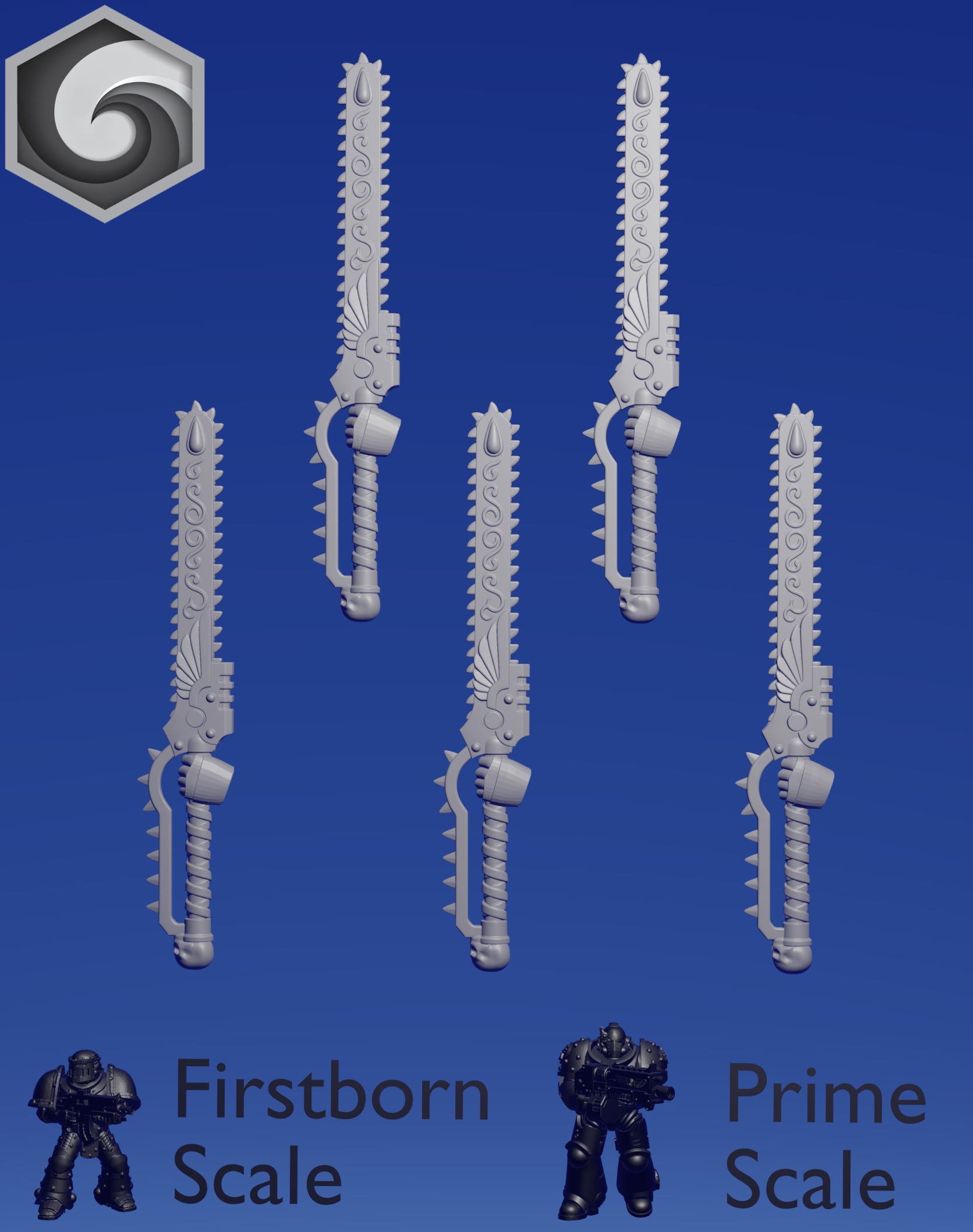 Crimson Lords Large Chainsword  x 5 ~  Greytide Studio image 2