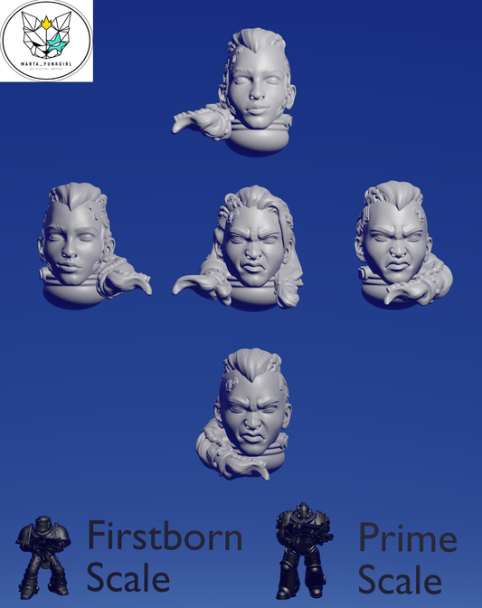 Wolf Knight Terminator Female Heads x 5 ~  Marta Punkgirl