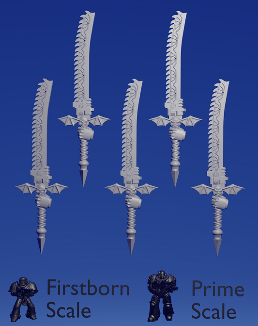 Terror Warhost Great Chainsword :left hand: x 5 ~  Helforged Minis image 0