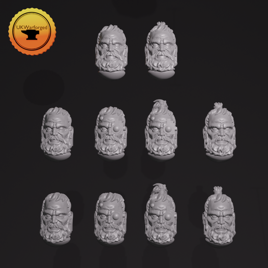 Bearded Bare Heads x 10 ~  Greytide Studio image 0