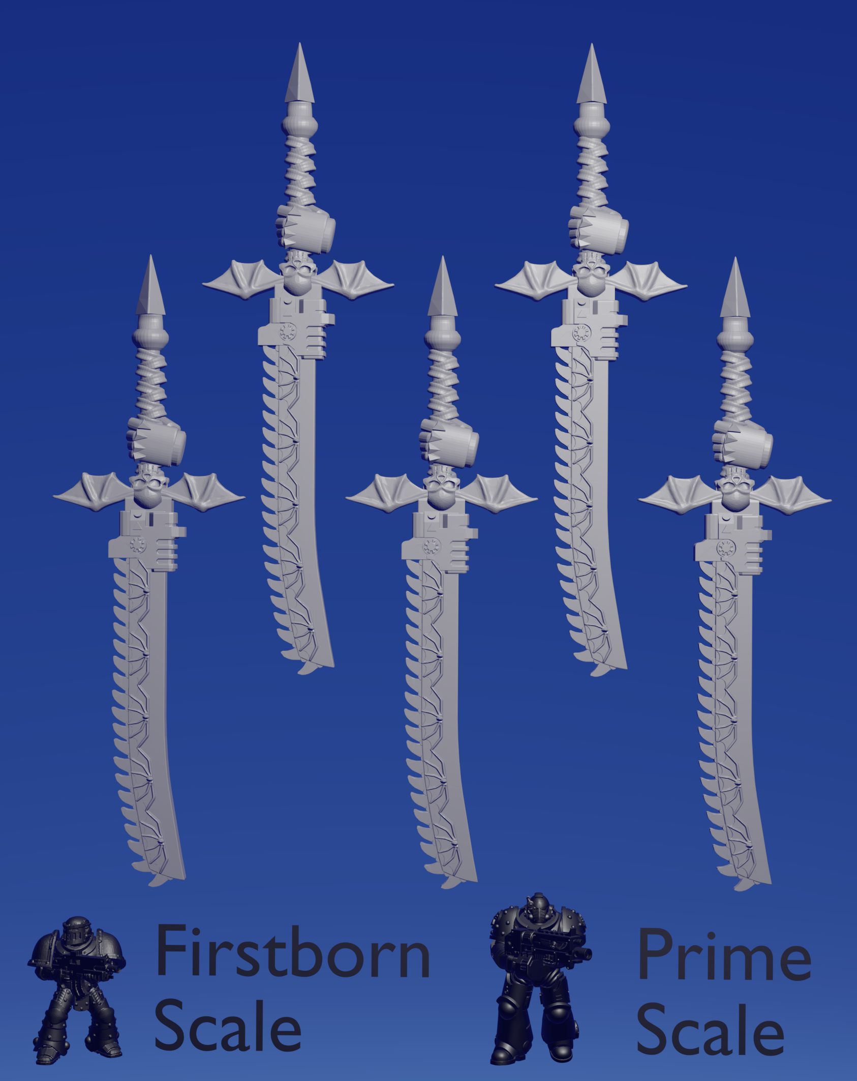 Terror Warhost Great Chainsword :left hand inverted: x 5 ~  Helforged Minis image 0