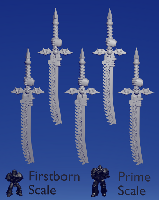 Terror Warhost Great Chainsword :left hand inverted: x 5 ~  Helforged Minis image 0