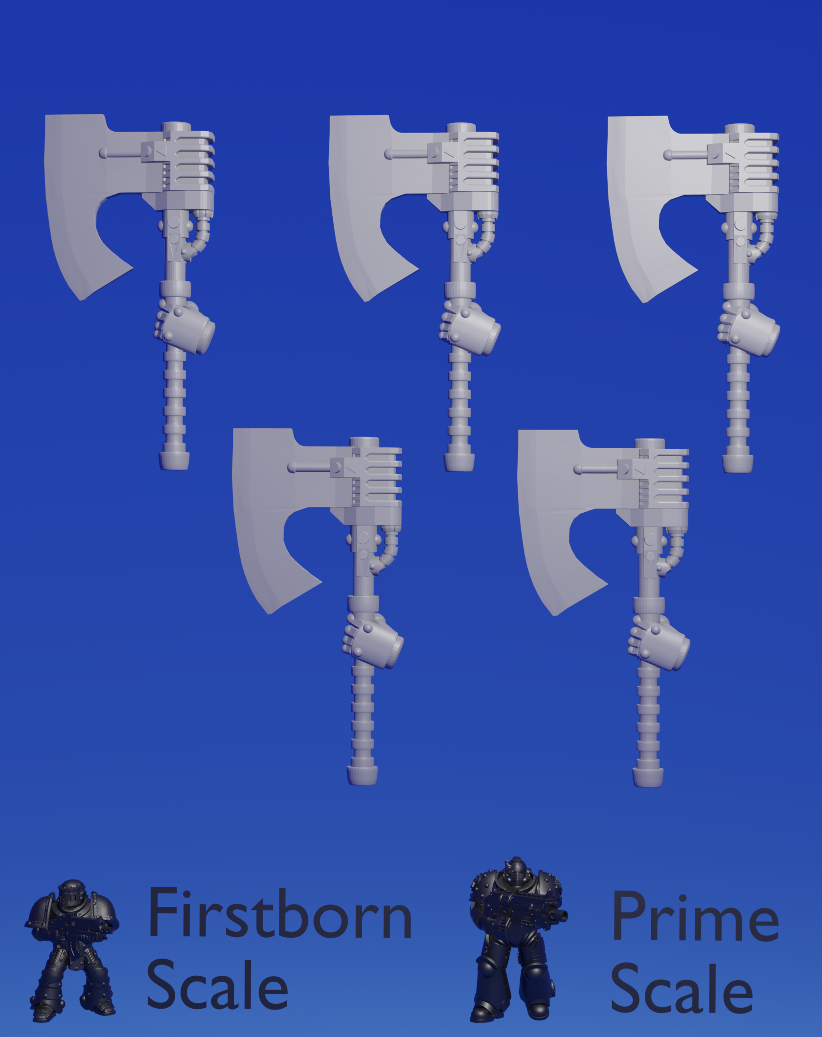 Heavy Armour - power axes x 5 ~  Helforged Minis image 0