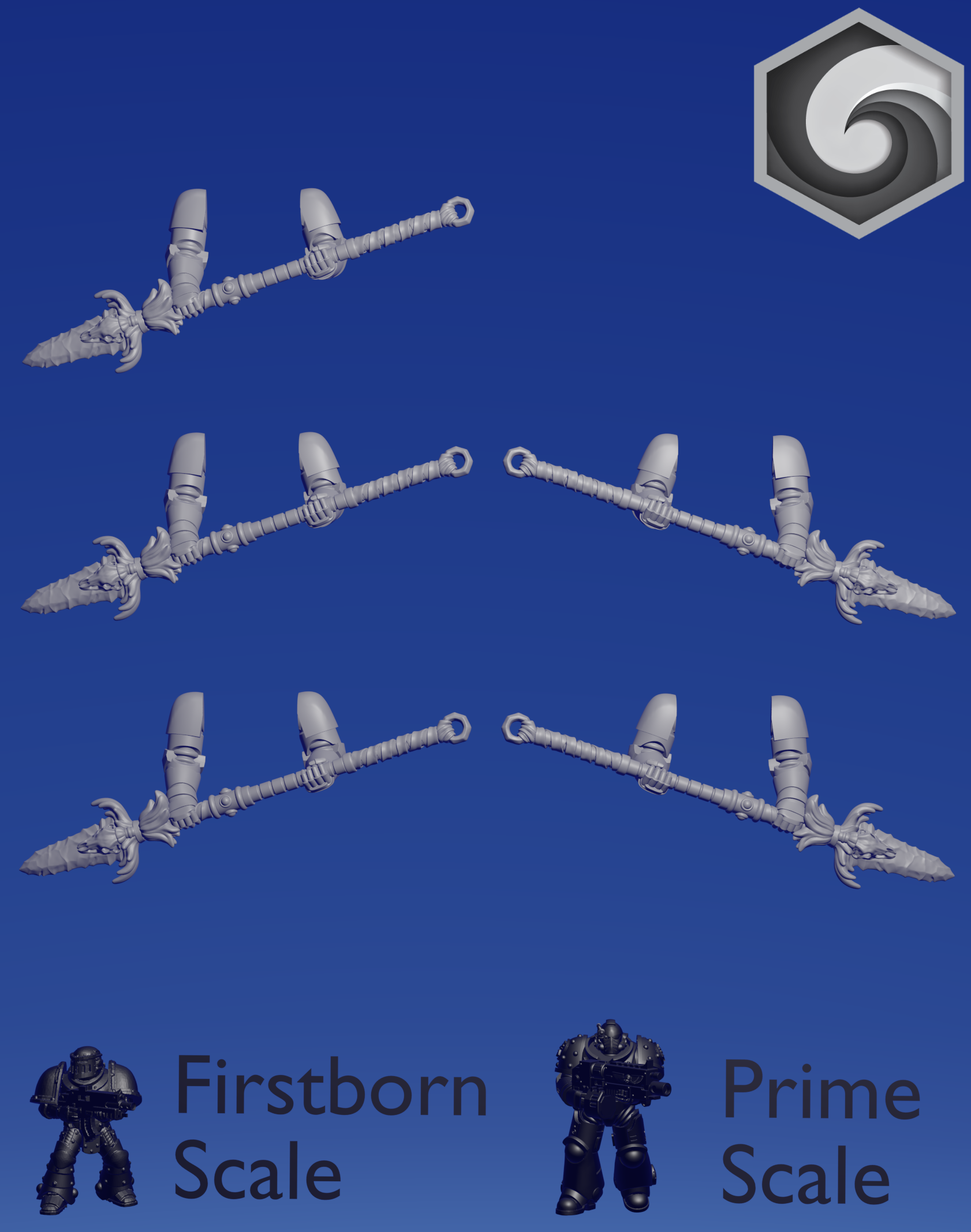 Primal Hound Two-Handed Spears x 5 ~  Greytide Studio image 0