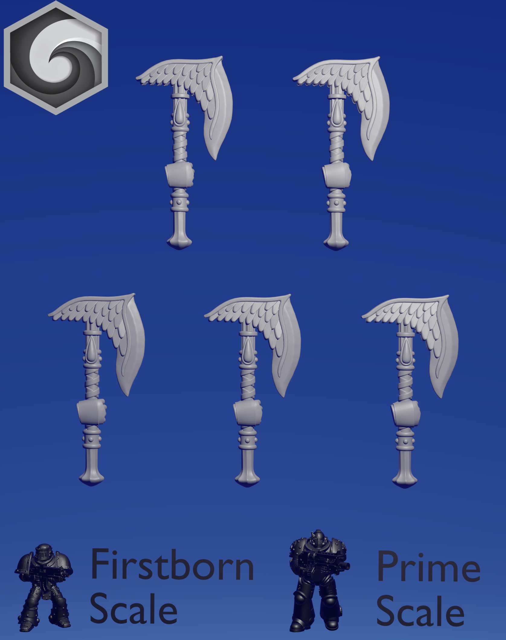 Crimson Lords Power Axe A x 5 ~  Greytide Studio image 1