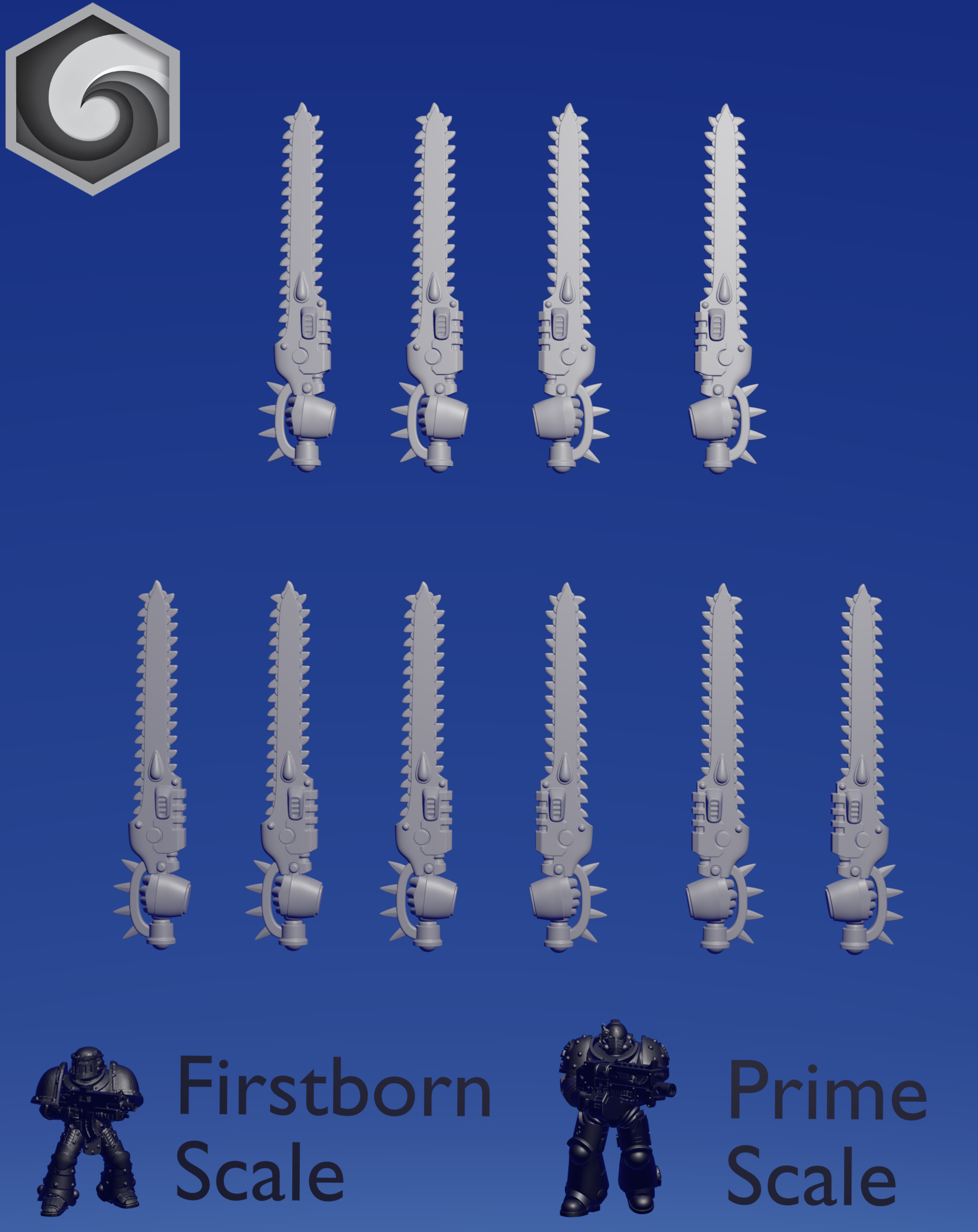 Crimson Lords Chainsword B x 10 ~  Greytide Studio image 1