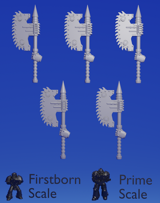 Heavy Armour - chainaxes x 5 ~  Helforged Minis image 0