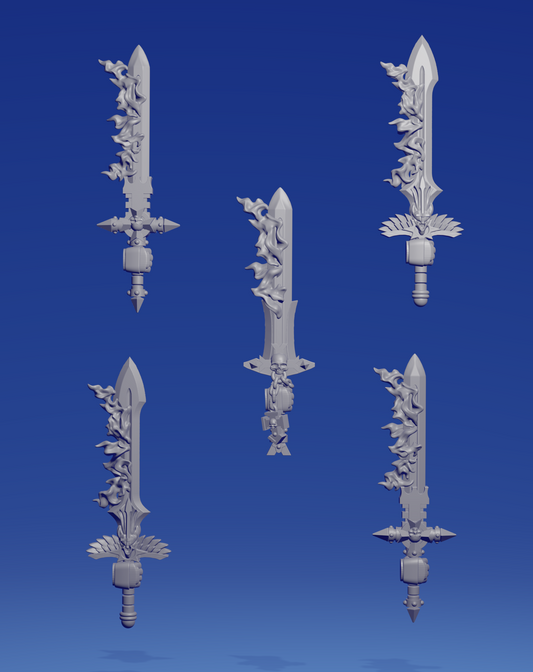 Right flaming swords x 5 ~  Greytide Studio